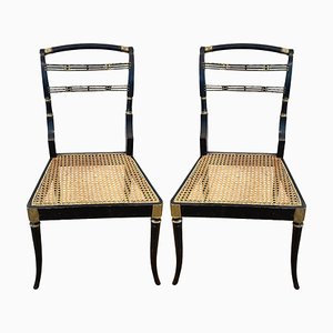 Regency Style Chairs with Cane Seats, 1920s, Set of 2