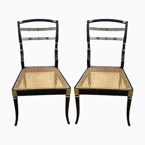 Stühle im Regency Stil mit Sitz aus Rohrgeflecht, 1920er, 2er Set
