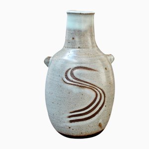 Japanese Style Ceramic Vase with Lugs by Janet Leach, 1980s