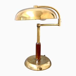 Lampada da tavolo Mid-Century in ottone con braccio girevole, Italia, anni '50
