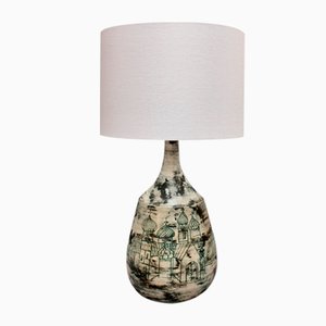 Lampe Vintage en Céramique avec Motif par Jacques Blin, 1950s
