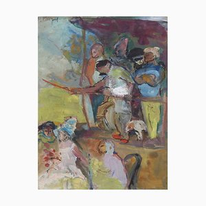 French School Artist, Theatre in the Park, 1930s, Gouache on Paper, Framed