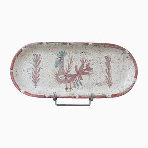 Französisches Vintage Keramik Tablett mit Hahnenmotiv von Le Mûrier, 1960er