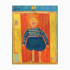 Raymond Debiève, French Boy in Bloomers, 1960s-70s, Gouache on Paper, Framed