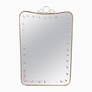 Mid-Century Italian Wall Mirror with Top Flourish, 1950s