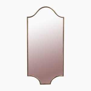 Mid-Century Italian Wall Mirror with Brass Frame in the style of Gio Ponti, 1950s