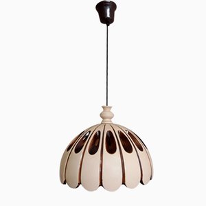 Lampada da soffitto vintage rustica in ceramica beige-marrone, Germania, anni '70