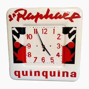 Reloj publicitario de Saint-Raphaël Cinquina en chapa esmaltada, 1955