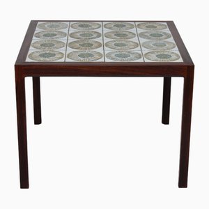 Table Basse Carrée Moderne en Bois Foncé avec Carreaux Royal Copenhagen par Kari Christensen, Danemark, 1960s