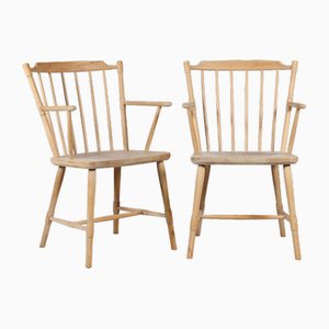 Windsor Beech Armchairs in the style of Børge Mogensen, Denmark, 1970s, Set of 2