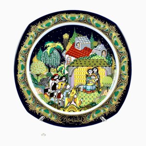 Piatto vintage in porcellana Christmas Carols Silent Night di Bjorn Wiinblad per Rosenthal, Germania, 1983