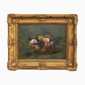 Nature Morte aux Violettes, Huile sur Panneau, Encadrée, 1880s