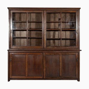 Large English Oak Glazed Housekeepers Cabinet, 1870