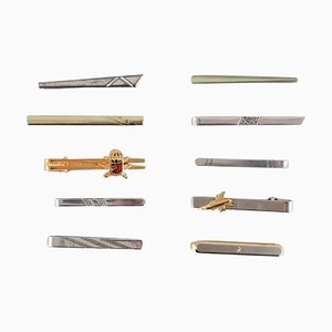 Danish Tie Pins in Sterling Silver and Gold-Plated Metal, Set of 10