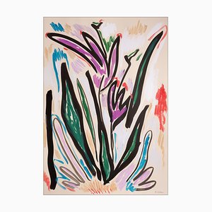 Romina Milano, Purple Tulips, 2023, Acrilico su carta