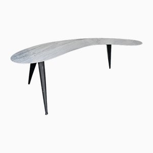 Mid-Century Italian Marble and Metal Boomerang Compass Console Table, 1970s