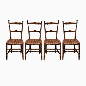 Pailled Provencal Rustic Chairs, 1950s, Set of 4