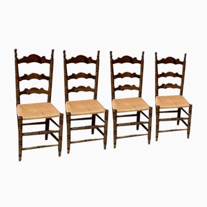 Rustikale Pailled Stühle, 1950er, 4 . Set