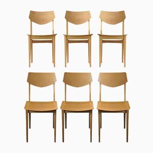 Danish Plywood Dining Chairs with Shaped Backs, 1960s, Set of 6