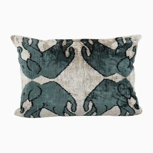 Ikat Elephant Animal Silk Ethnic Samt Kissenbezug