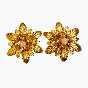 Florentine Gilded Wall Lamps by Euro Lamp Arts Firenze, 1980s, Set of 2