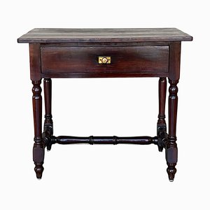 Spanish Pine Side Table with Drawer, 1890s