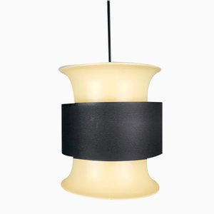 Lámpara colgante escandinava Mid-Century moderna de aluminio en crema en negro en estilo de Bent Nordsted, años 70