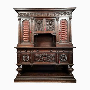 Renaissance Style Buffet in Brown Patinated Walnut, 1850s