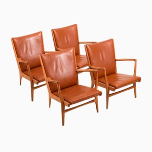 Model AP-16 Chairs in Oak and Leather by Hans J. Wegner, 1951, Set of 4