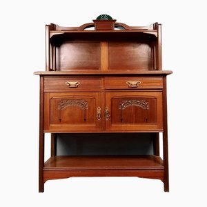 Art Nouveau Buffet in Mahogany and Ceramic, Early 1900s