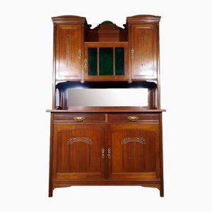 Art Nouveau Double Body Buffet in Mahogany and Ceramic, Early 1900s