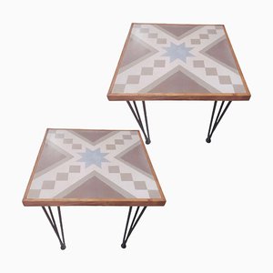 Vintage Spanish Side Tables with Tiled Tops, Set of 2