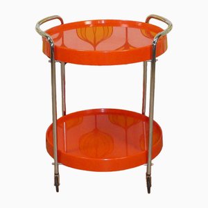 Carrello bar o tavolino in plastica arancione, anni '70
