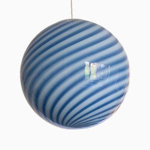 Lámpara colgante esférica en azul y blanco de cristal de Murano de Simoeng