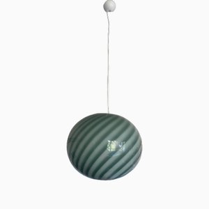 Green and White Oval Pendant Lamp in Murano Glass by Simoeng