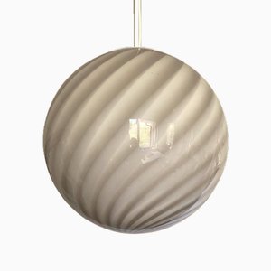 Beige and White Sphere Pendant Lamp in Murano Glass by Simoeng