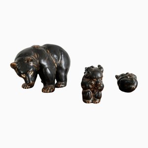 Figuras de oso de Knud Kyhn para Royal Copenhagen, años 50. Juego de 4