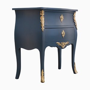 Cofre azul medianoche estilo Luis XV con tablero de mármol