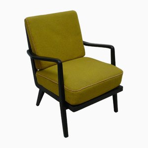 Mid-Century Modern Cocktail Armchair with Black Wooden Frame, 1960s