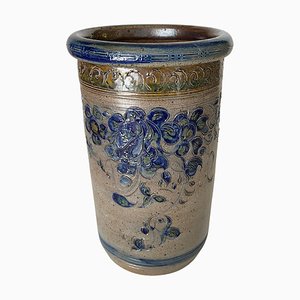 Stoneware Champagne Bucket with Blue Floral Decor Frame, 1960s