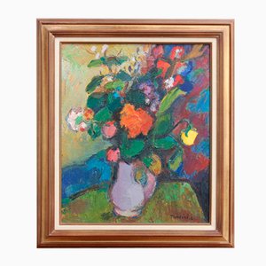 Louis Toncini, Bouquet of Flowers, 1980, Oil on Canvas, Framed