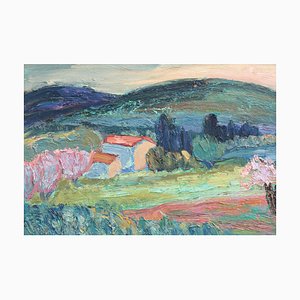 Anna Costa, Provencal Hillside, 1960er, Oil on Board, gerahmt