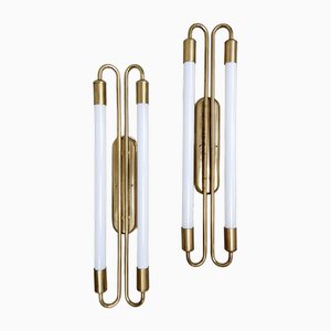 Focaccine da parete Art Deco in ottone, anni '30