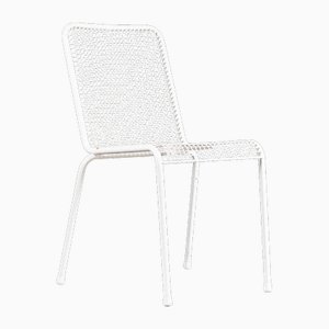 French Original Wire Mesh White Outdoor Dining Chair, 1970s
