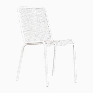 French Original Wire Mesh White Outdoor Dining Chairs, 1970s, Set of 6
