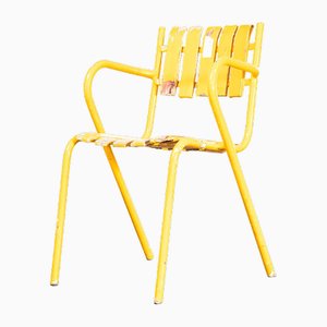 Chaise d'Extérieur à Lattes Jaunes, France, 1950s
