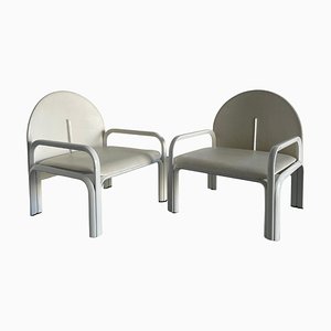 54L White Edition Armchairs attributed to Gae Aulenti for Knoll International, 1970s, Set of 2