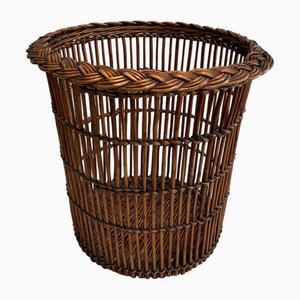 Rattan Papierkorb, 1950er