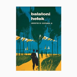 Póster de viaje húngaro Lake Balaton Balaton Week de Ernie Sandor, 1959