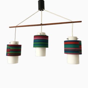 Triple Abat-Jour en Tissu et Lampe à Suspension en Verre, Allemagne, 1960s